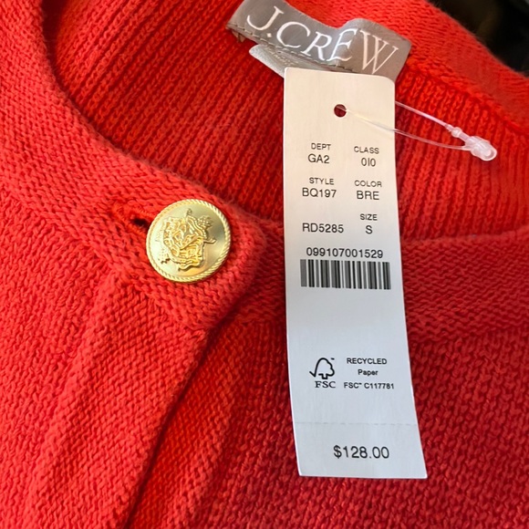 NWT J.Crew Emilie Patch-pocket Sweater Lady Jacket In Red - Picture 7 of 7